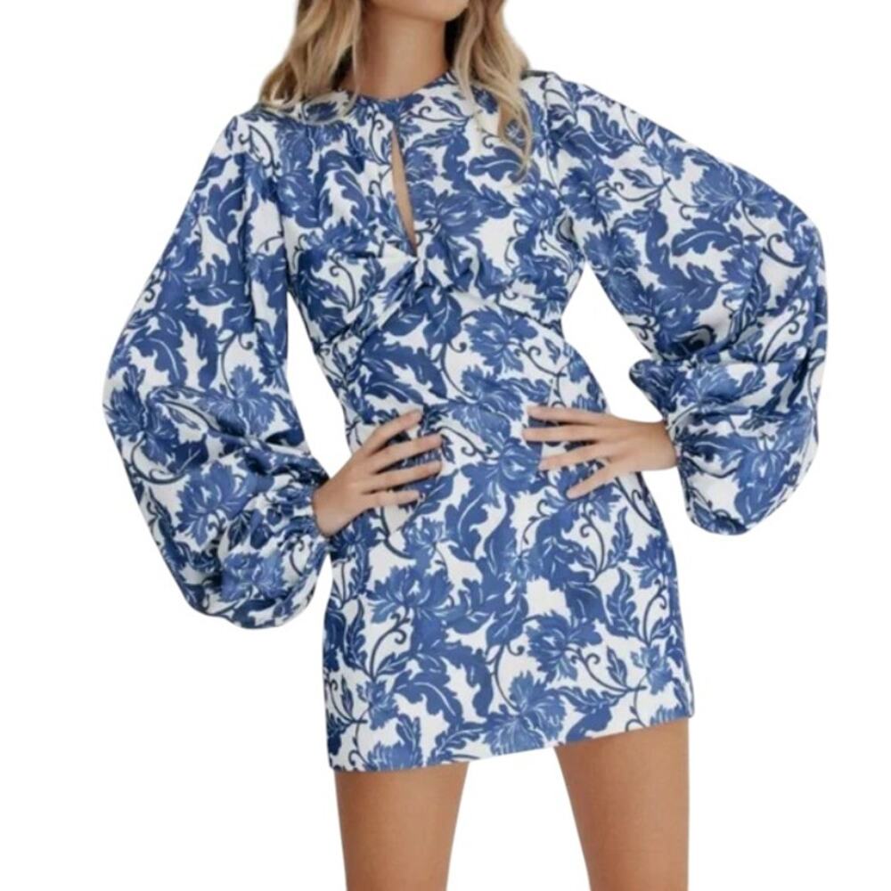 Significant Other Blue Floral Holly Open Back Mini Dress